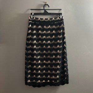 Kate Spade Black Lace Scallop Skirt Size 00